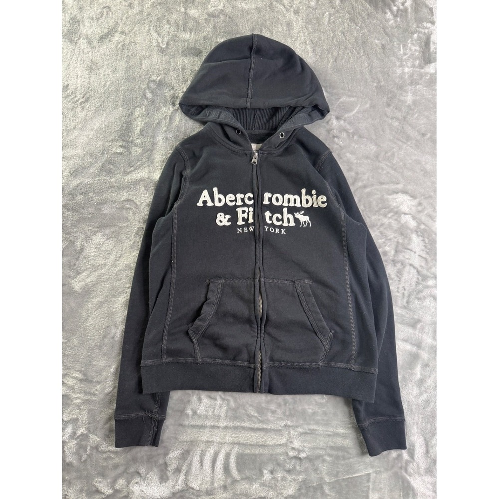 Abercrombie & Fitch Soft A&F Collection Women Hoodie Full Zip Black Fleece Size